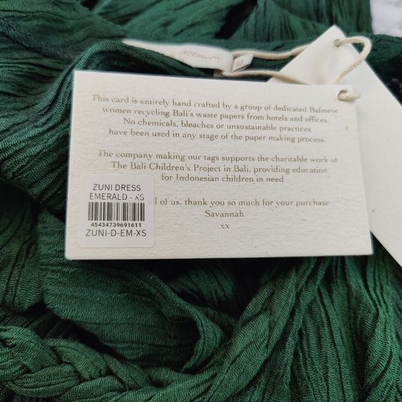Savannah Morrow Zuni Dress in Emerald Green Long Sleeve Midi NWT XS Silk Bamboo - Picture 10 of 10